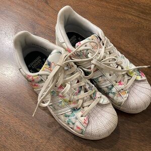adidas Kids Floral Sneakers - White and Multicolor
